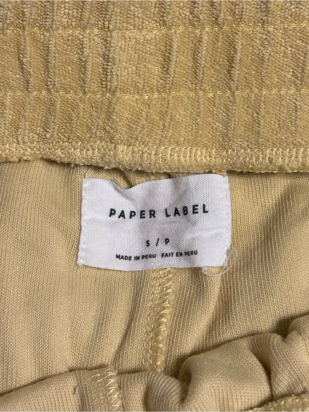 Paper Label Yellow Terry Cloth Lounge Shorts Size Small